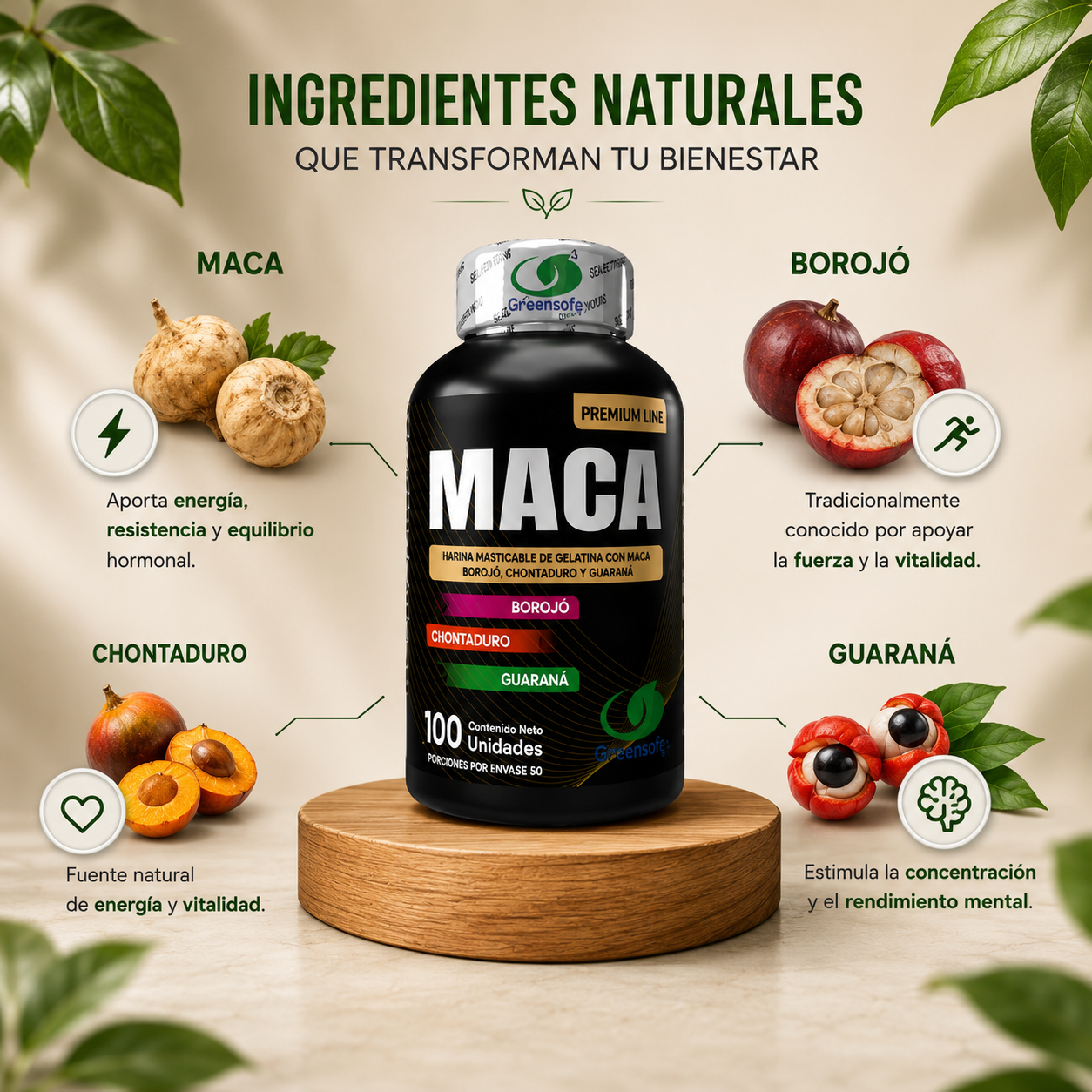 MACA + BOROJÓ + CHONTADURO + GUARANÁ - Imagen 2